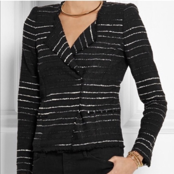 Isabel Marant Black Tweed Striped Glenn Jacket Medium - Picture 8 of 16